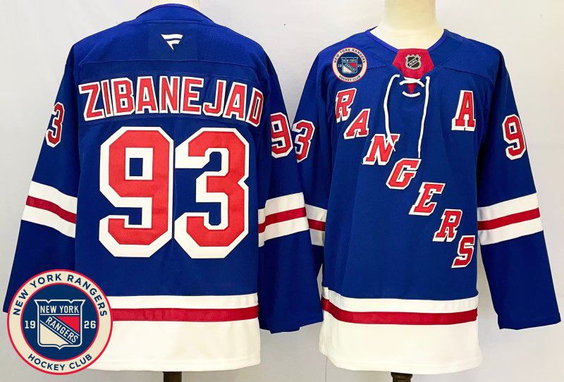 Men New York Rangers 93 Zibanejad Blue Fanatics 2025 NHL Jersey style 1
